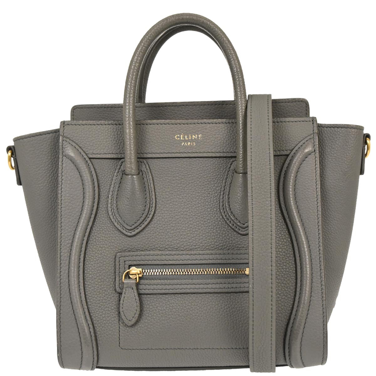 Celine Gray Nano Luggage 2way Shoulder Tote Bag