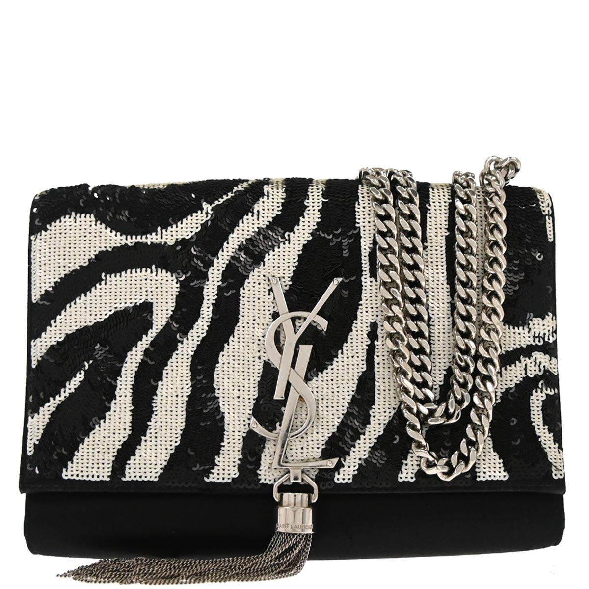 Saint Laurent Black Sequins Satin Kate Shoulder Bag