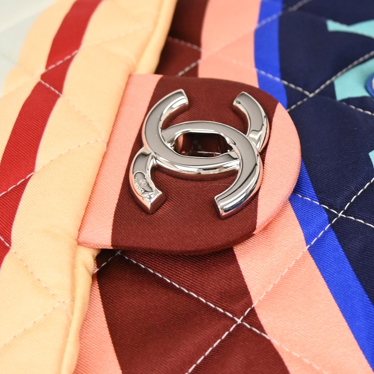 Chanel Multicolor Satin XXL Quilted Printed 2way Shoulder Handbag