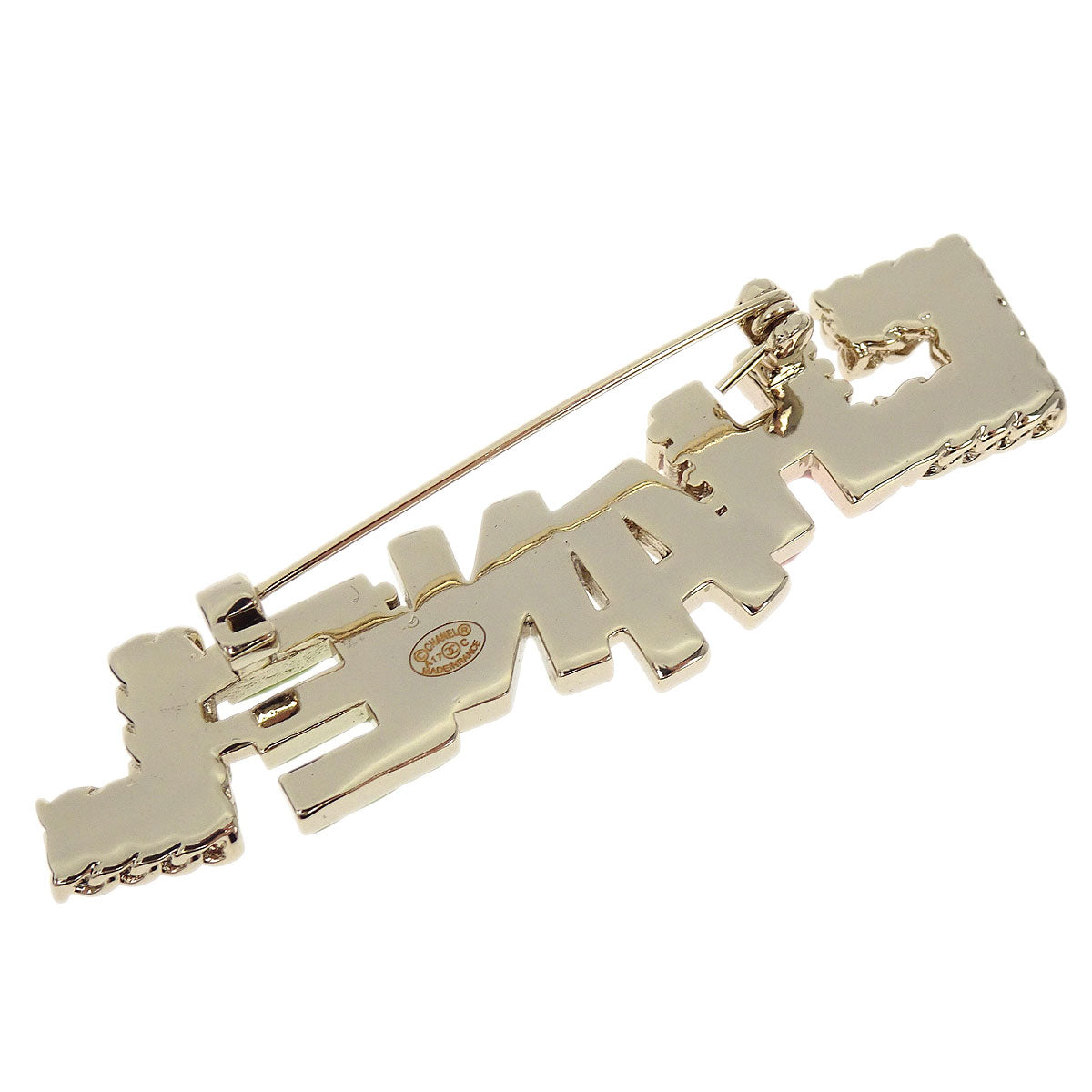 Chanel Brooch Pin Rhinestone Costume Pearl Gold A17C