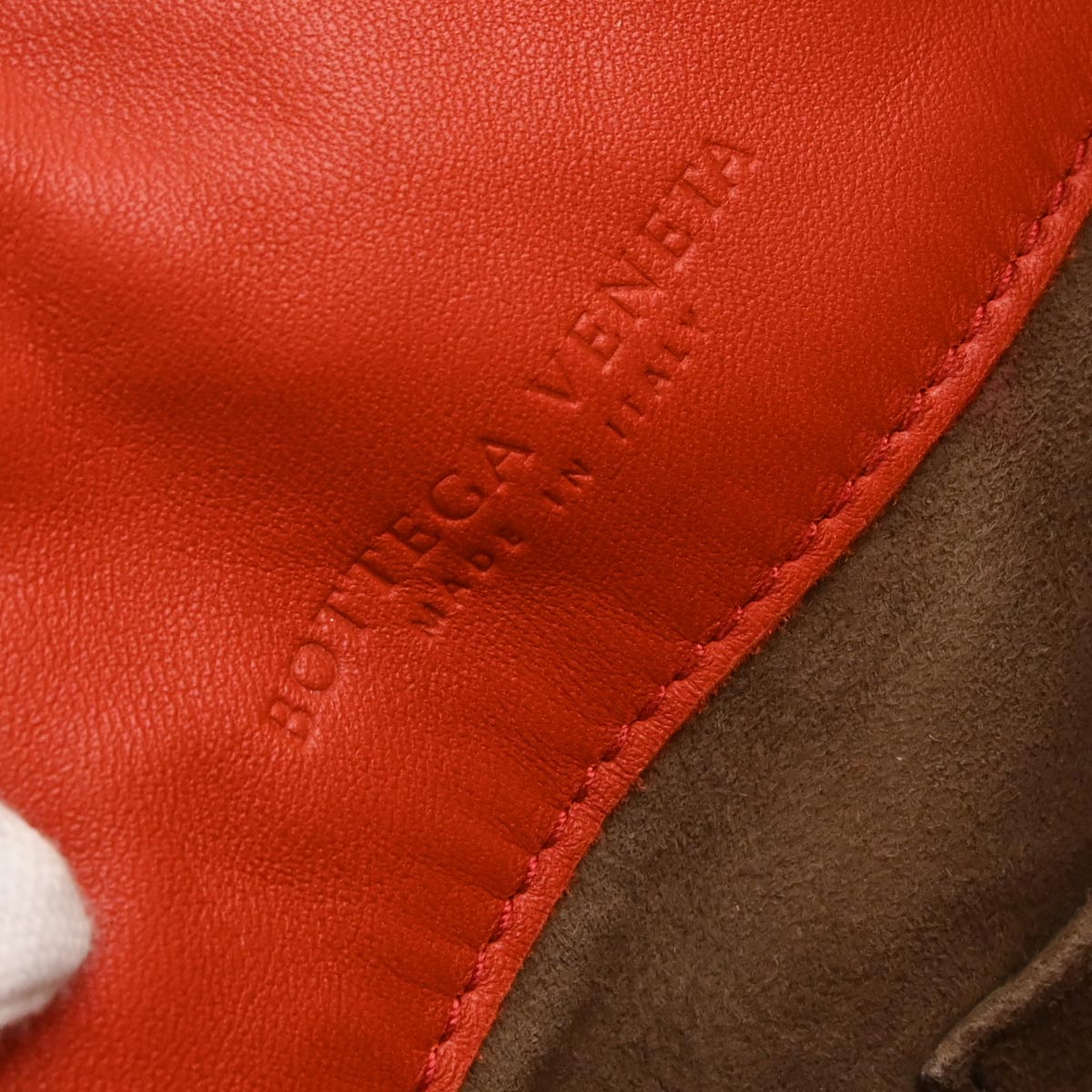 Bottega Veneta Red Lambskin Intrecciato Handbag