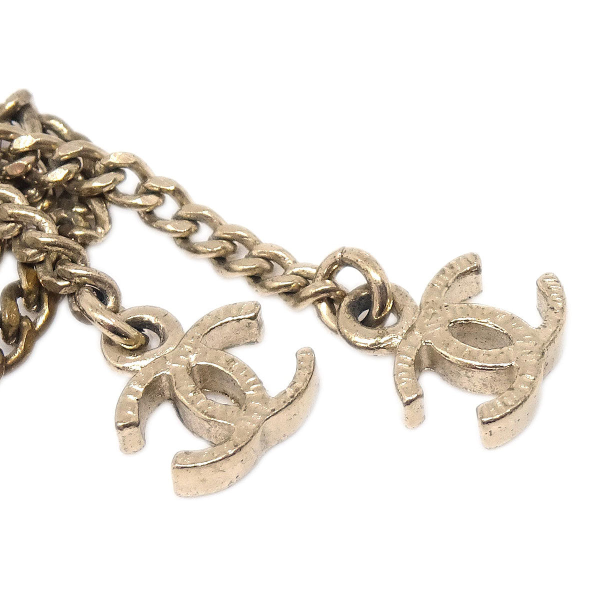 Chanel Dangle CC Pierced Earrings Gold Costume Pearl A13P