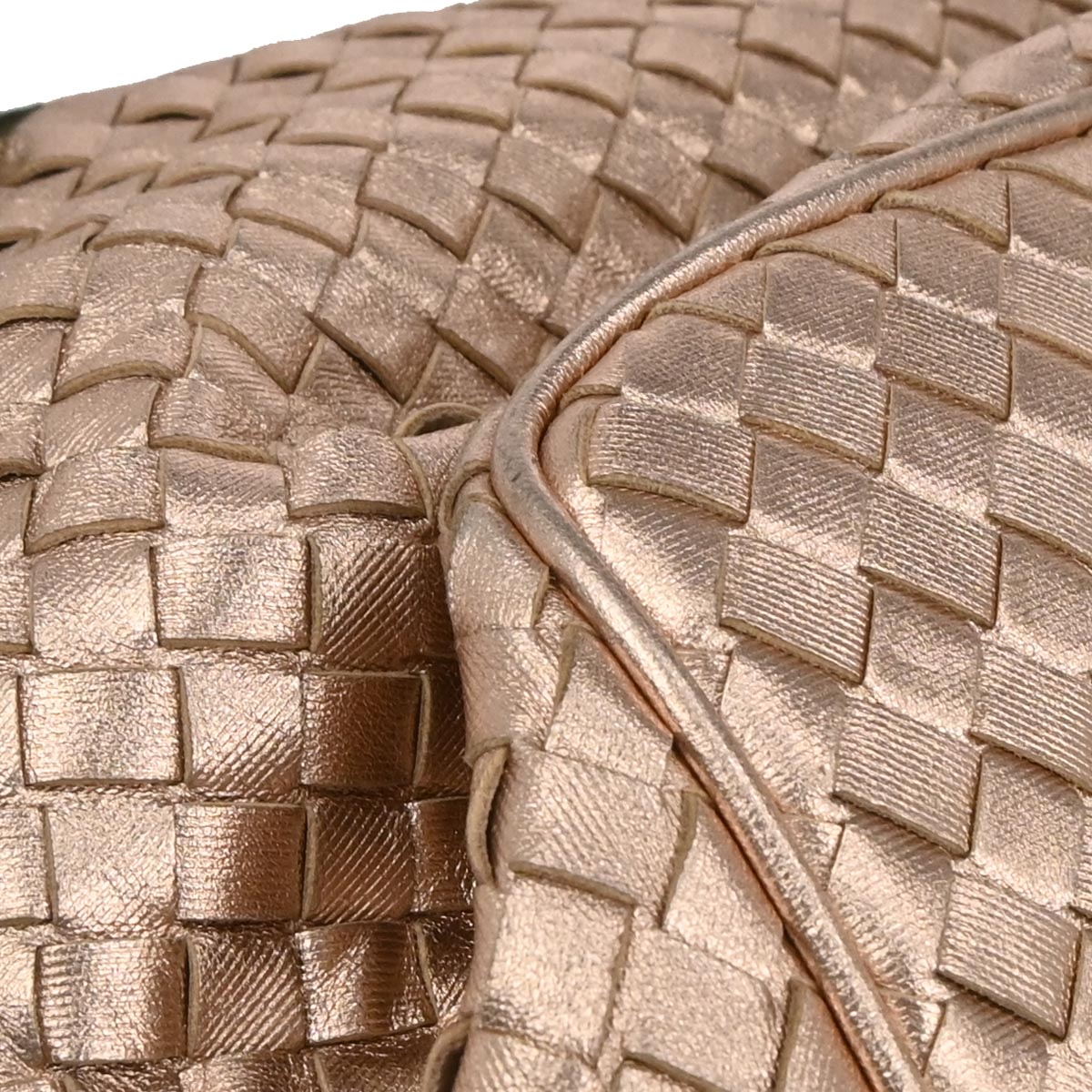 Bottega Veneta Metallic Pink Lambskin Intrecciato Handbag