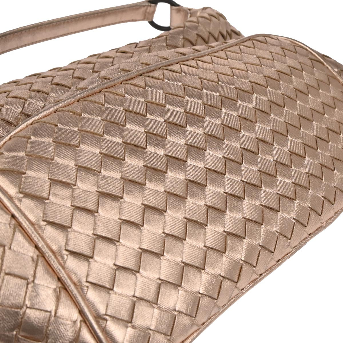 Bottega Veneta Metallic Pink Lambskin Intrecciato Handbag