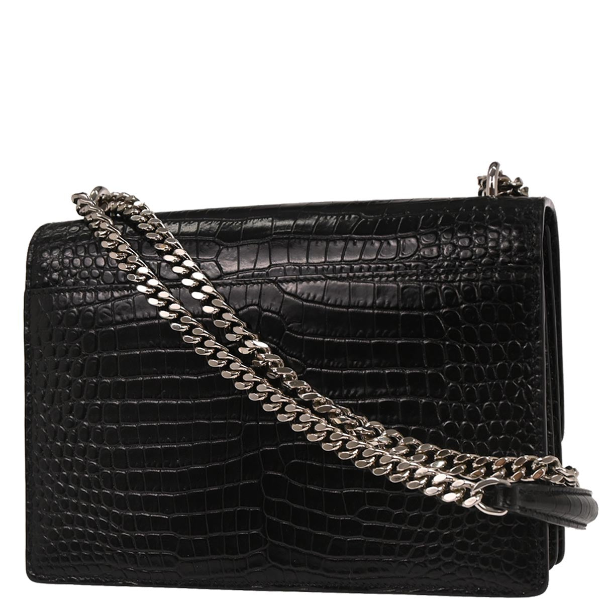 Saint Laurent Black Embossed Leather Sunset Shoulder Bag