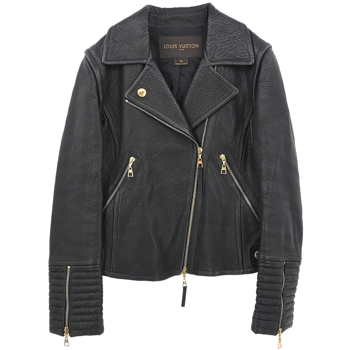 Louis Vuitton 2012 Single Breasted Lambskin Jacket Black #38