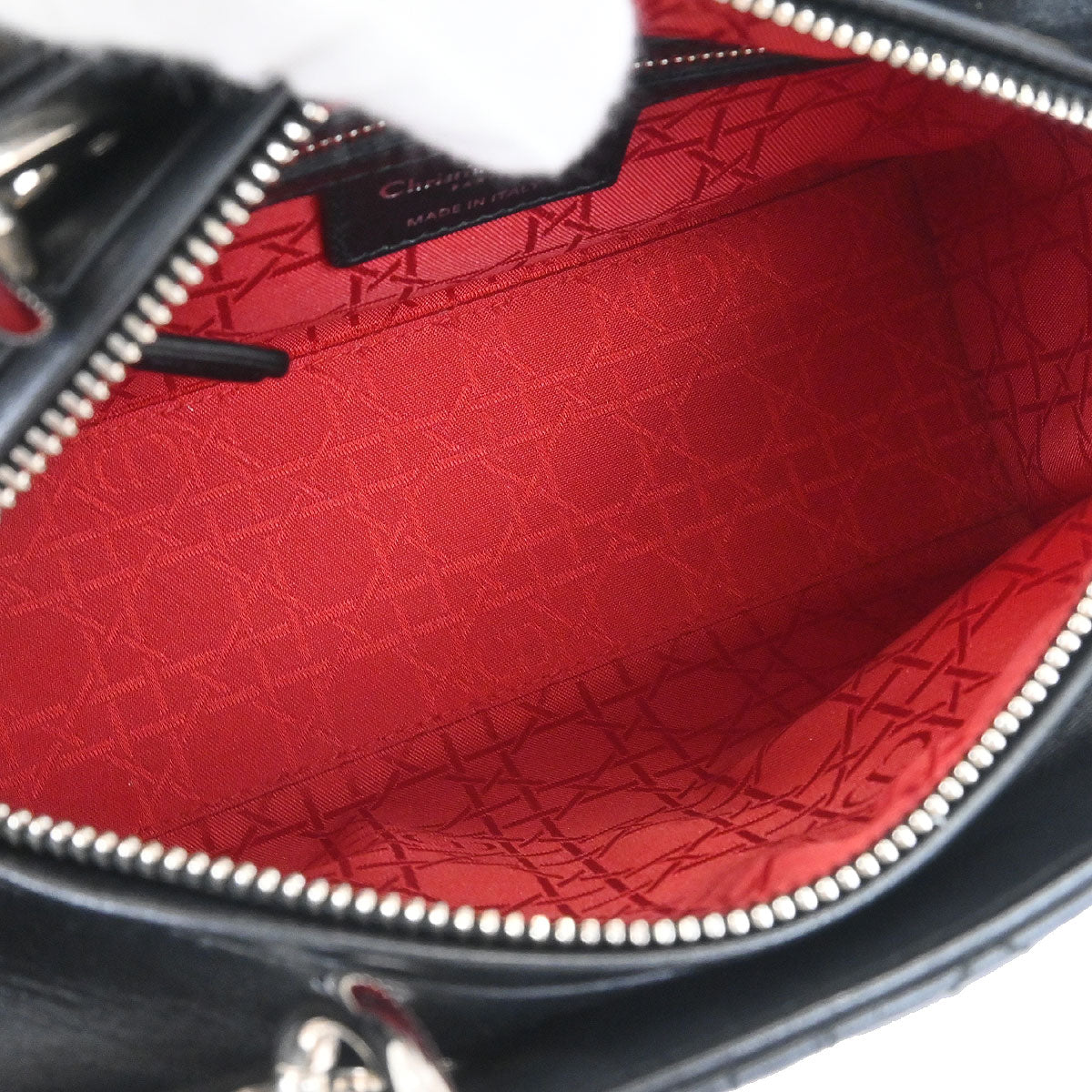 Christian Dior Black Lambskin Lady Dior Cannage 2way Shoulder Handbag