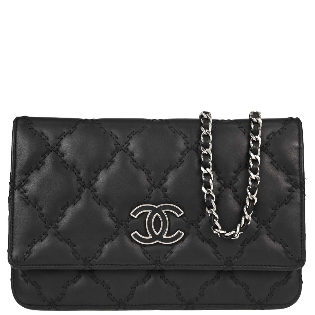 Chanel Black Calfskin Hamptons WOC Wallet on Chain Bag