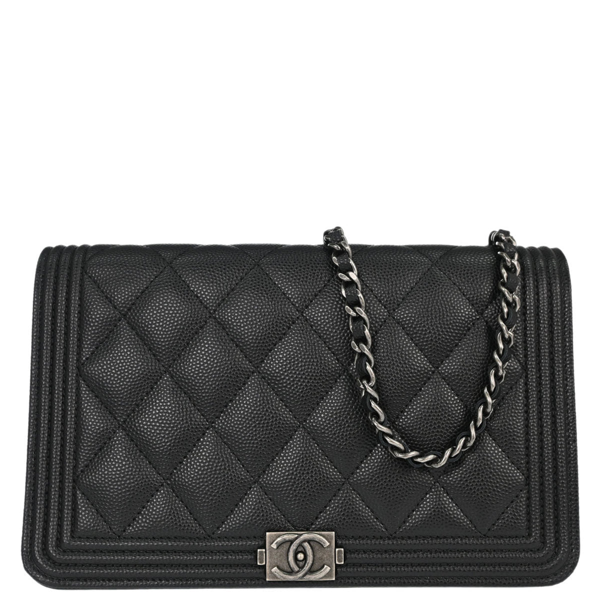 Boy Chanel Black Caviar Skin Chain WOC Shoulder Bag