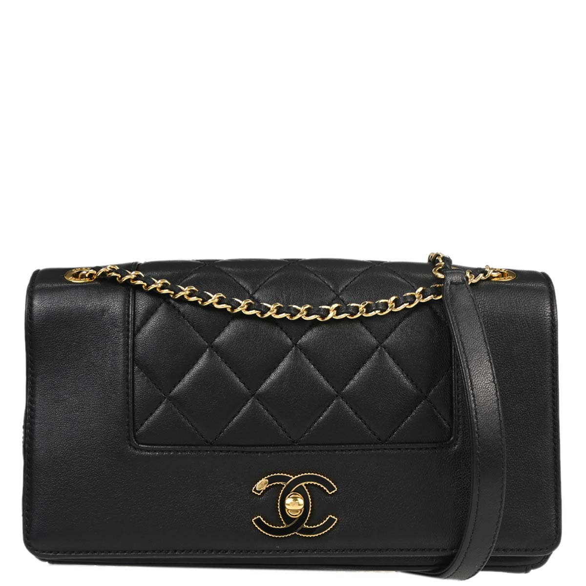 Chanel 2015-2016 Black Calfskin Shoulder Bag