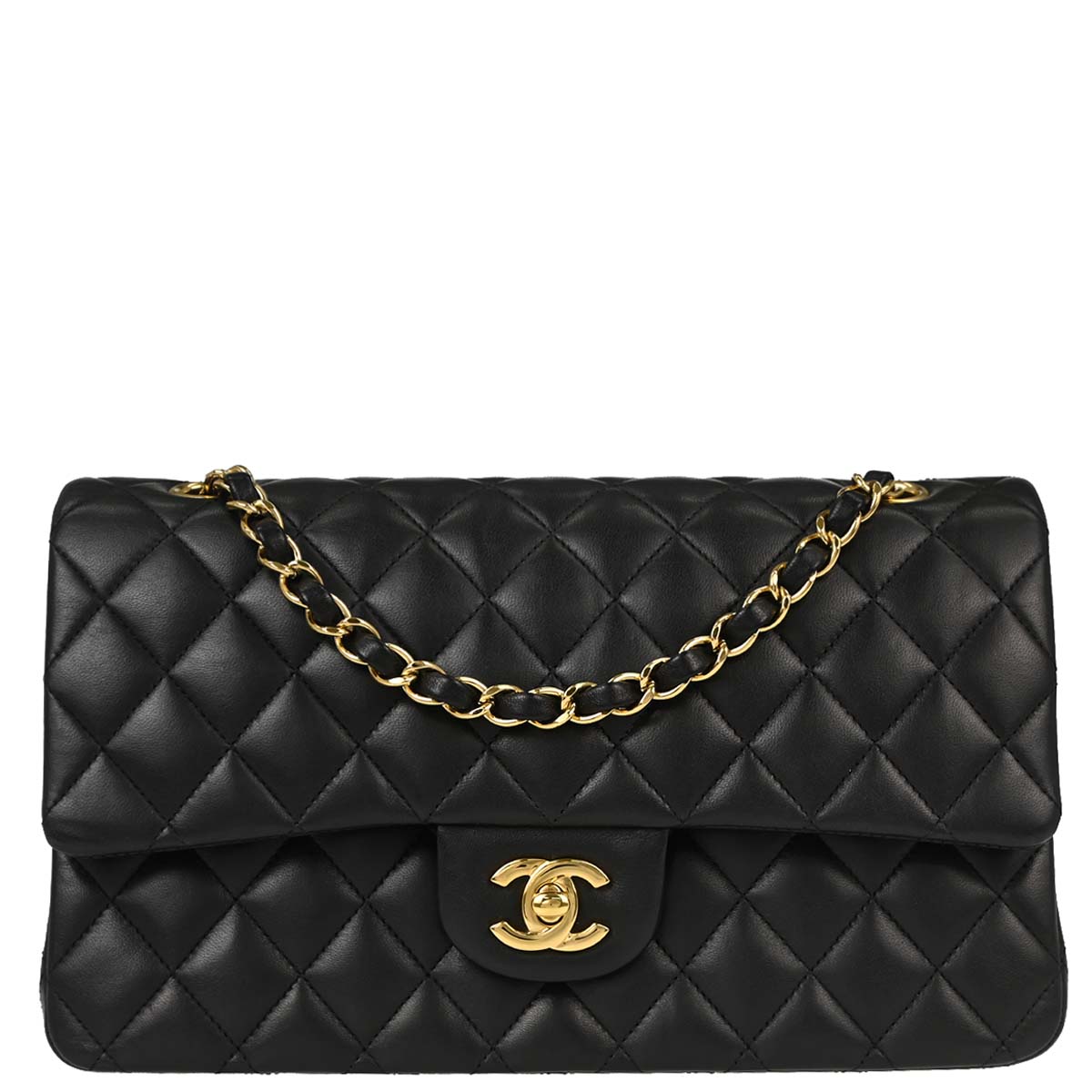 Chanel 2017-2018 Black Lambskin Medium Classic Double Flap Shoulder Bag
