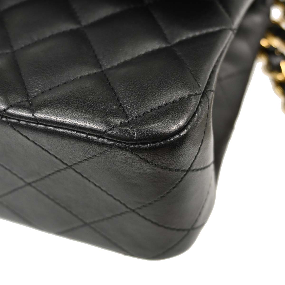 Chanel 2017-2018 Black Lambskin Medium Classic Double Flap Shoulder Bag