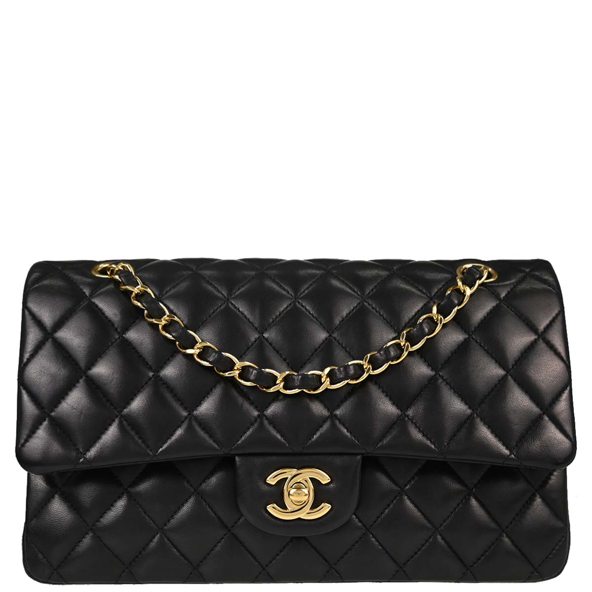 Chanel Black Lambskin Medium Classic Double Flap Shoulder Bag