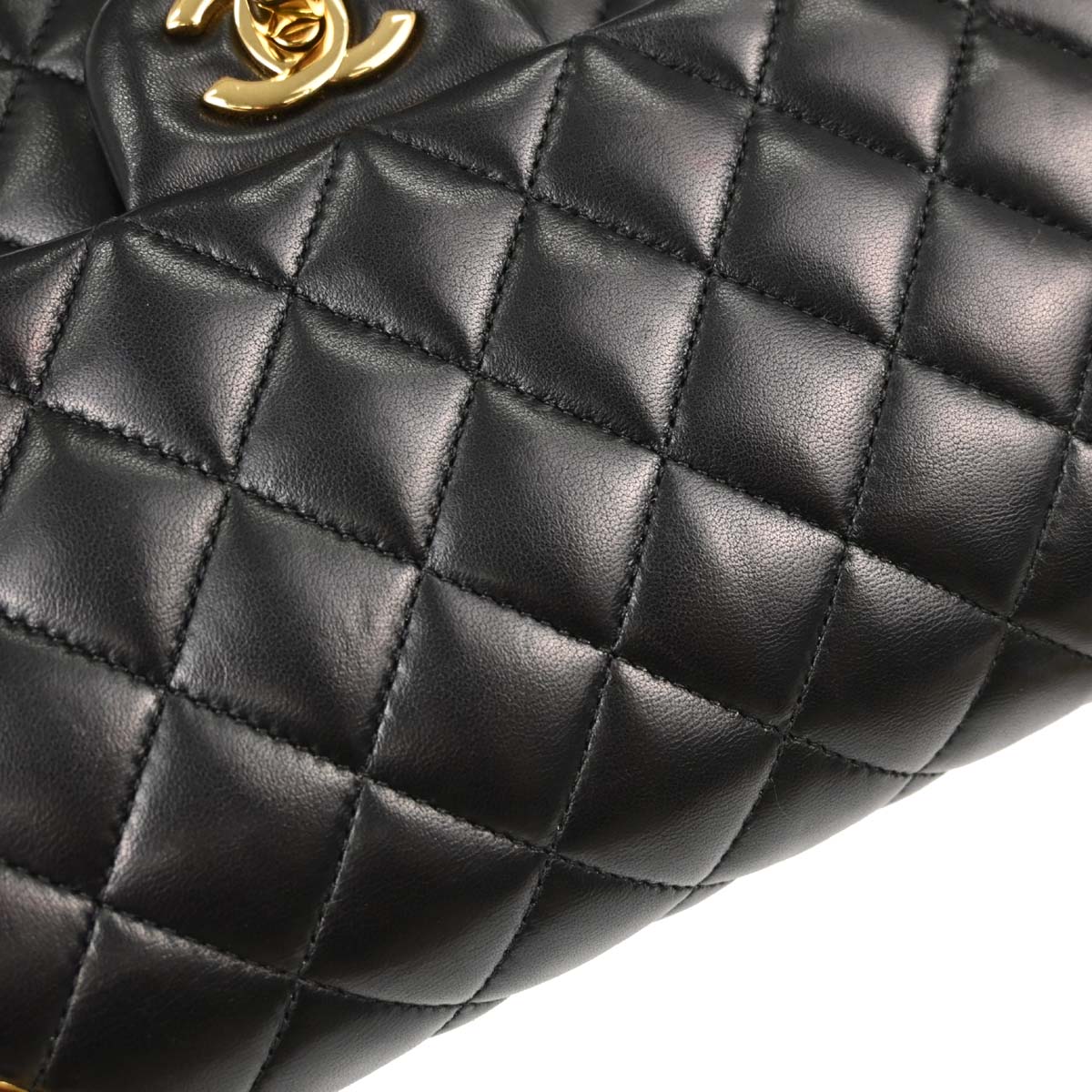 Chanel Black Lambskin Medium Classic Double Flap Shoulder Bag