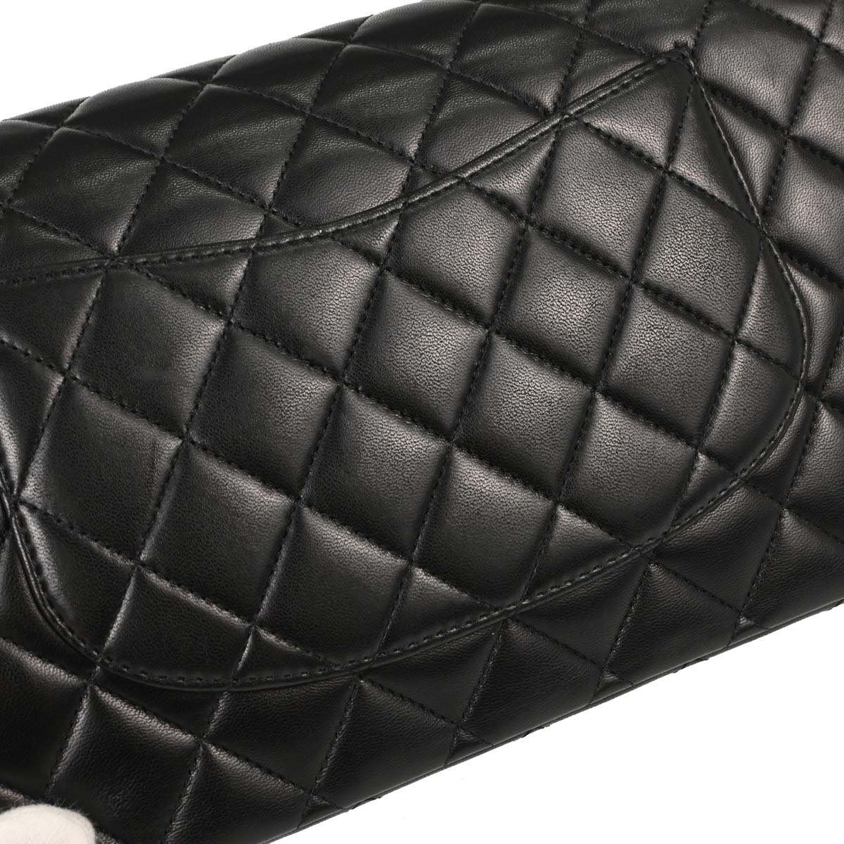 Chanel 2011 Black Lambskin Medium Classic Double Flap Shoulder Bag
