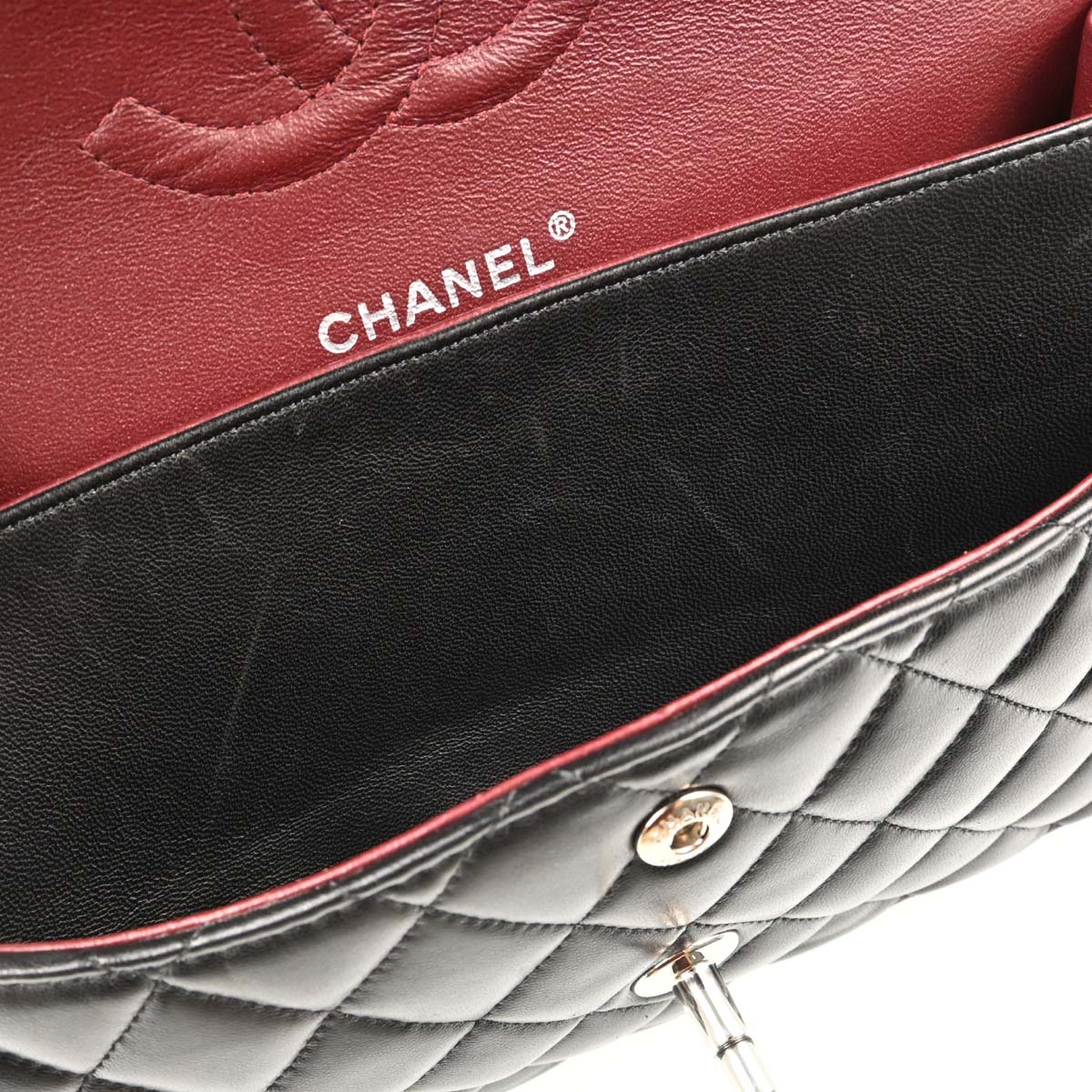 Chanel 2011 Black Lambskin Medium Classic Double Flap Shoulder Bag