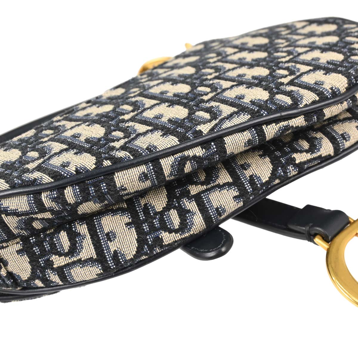 Christian Dior Navy Beige Trotter Oblique Saddle Handbag