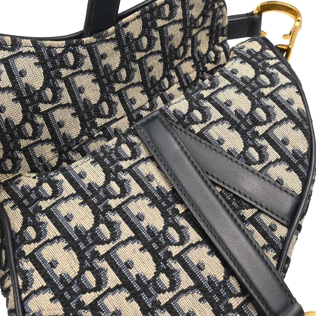 Christian Dior Navy Beige Trotter Oblique Saddle Handbag
