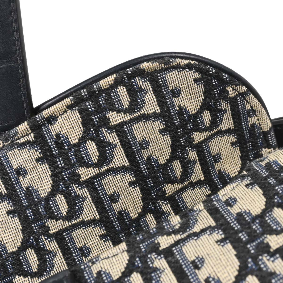Christian Dior Navy Beige Trotter Oblique Saddle Handbag