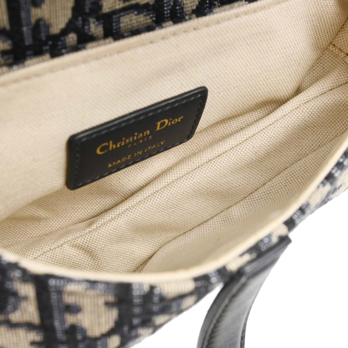 Christian Dior Navy Beige Trotter Oblique Saddle Handbag
