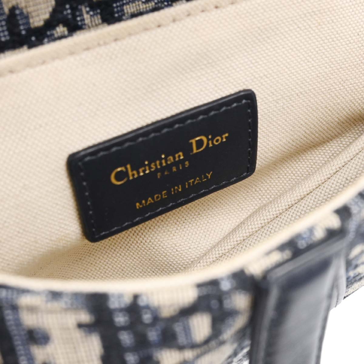 Christian Dior Navy Beige Trotter Oblique Saddle Handbag