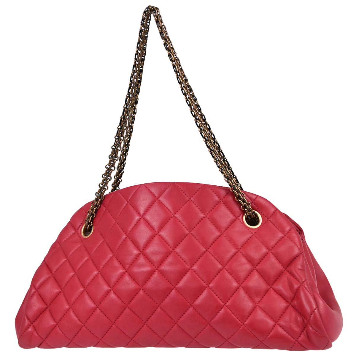 Chanel Red Lambskin Medium Bowling Mademoiselle Handbag