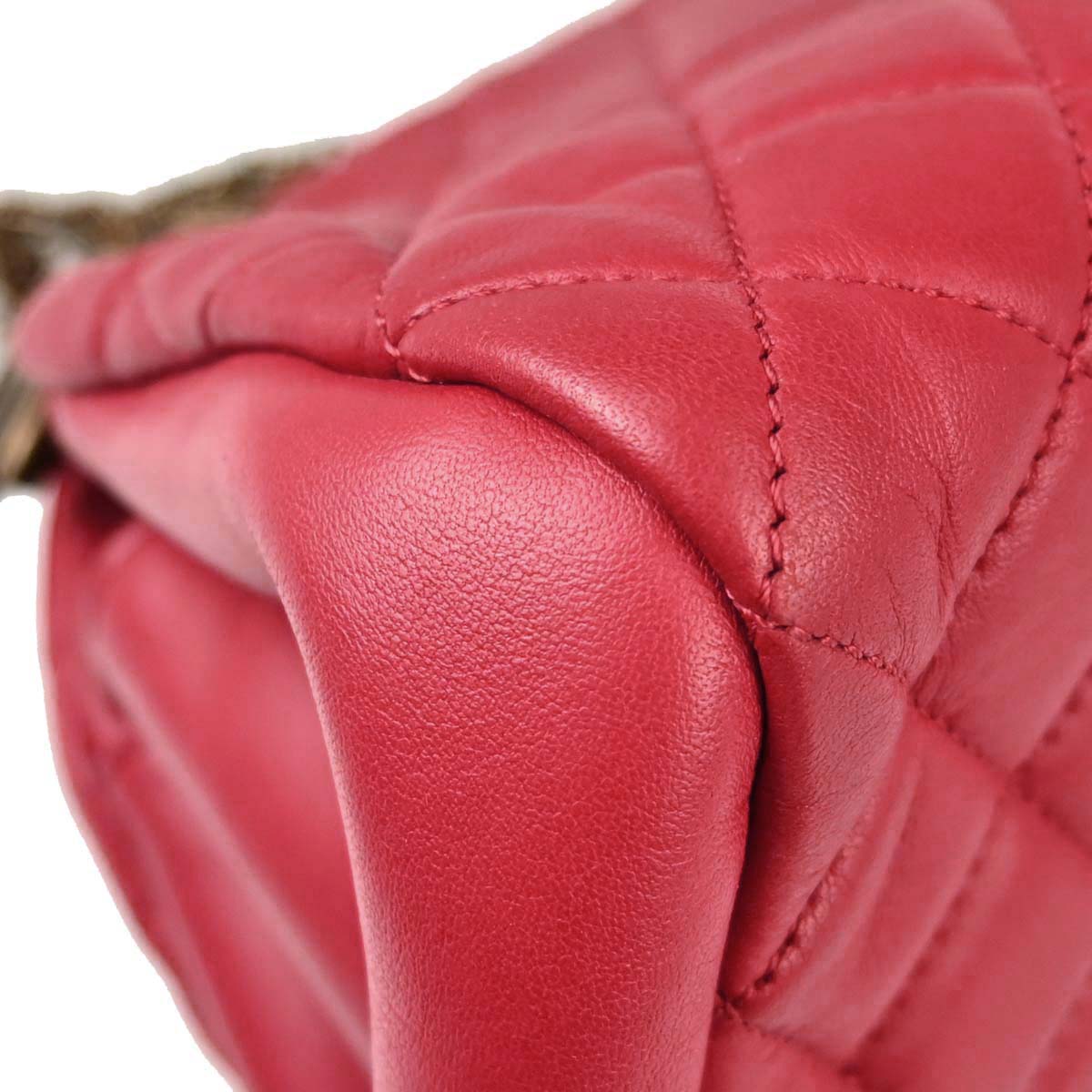 Chanel Red Lambskin Medium Bowling Mademoiselle Handbag