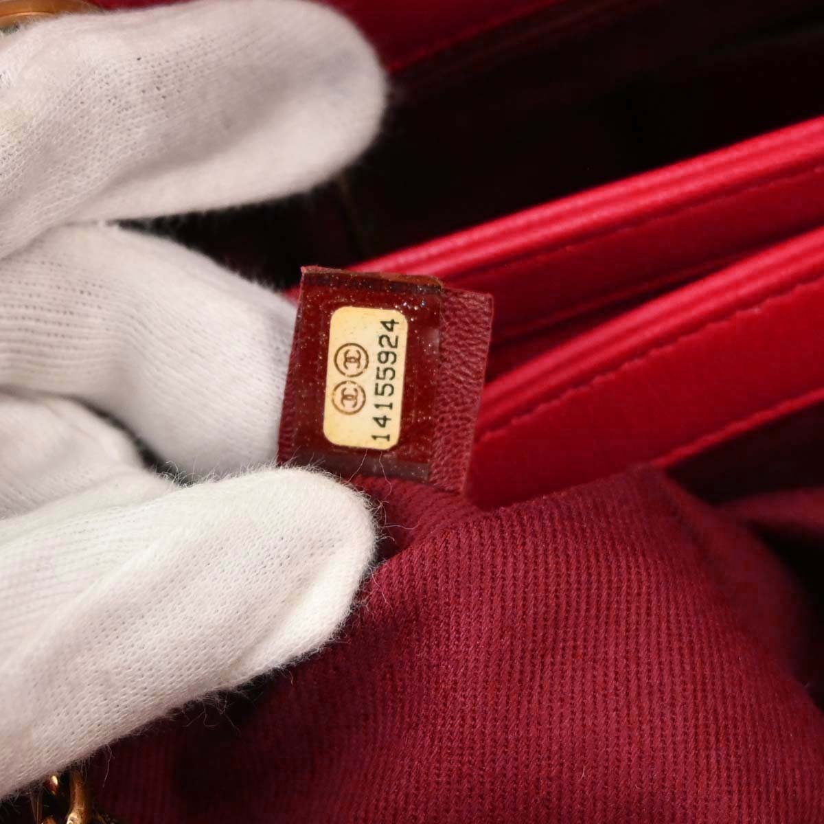 Chanel Red Lambskin Medium Bowling Mademoiselle Handbag