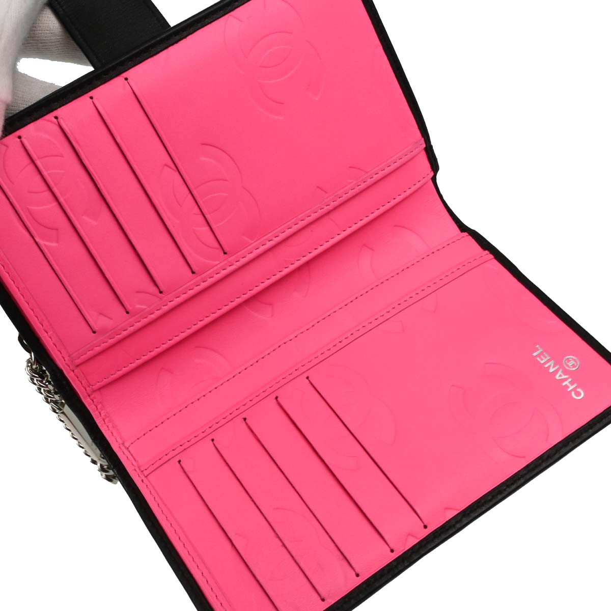 Chanel 2012 Black Calfskin Cambon Ligne Bifold Wallet