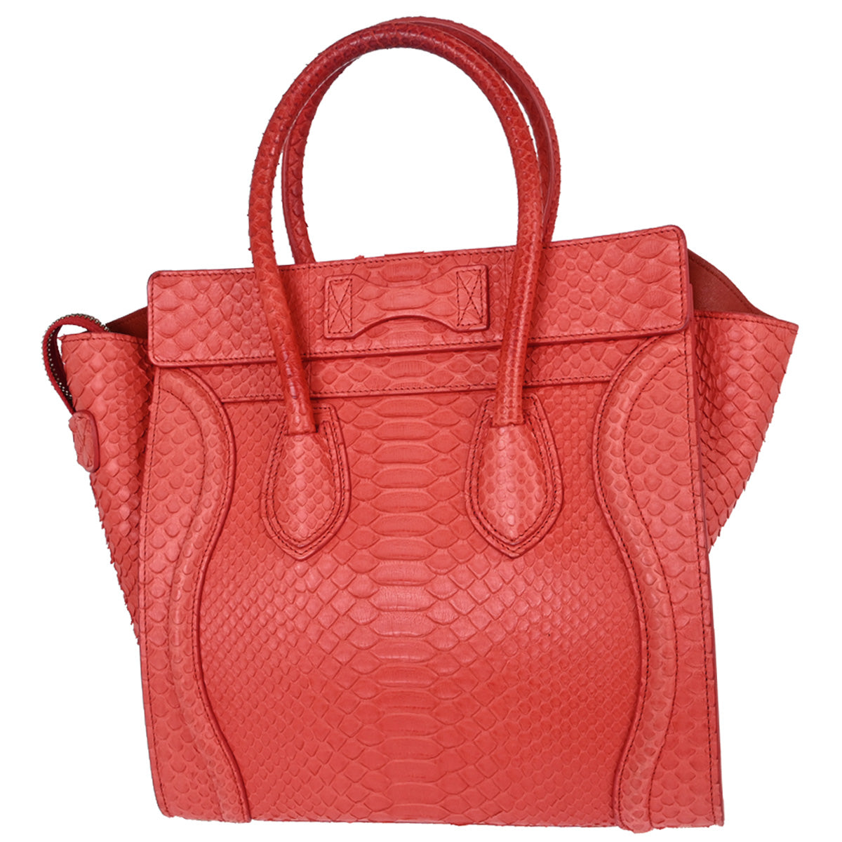 Celine * Red Python Luggage Micro Tote Handbag