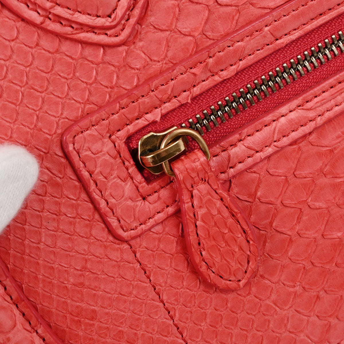 Celine * Red Python Luggage Micro Tote Handbag