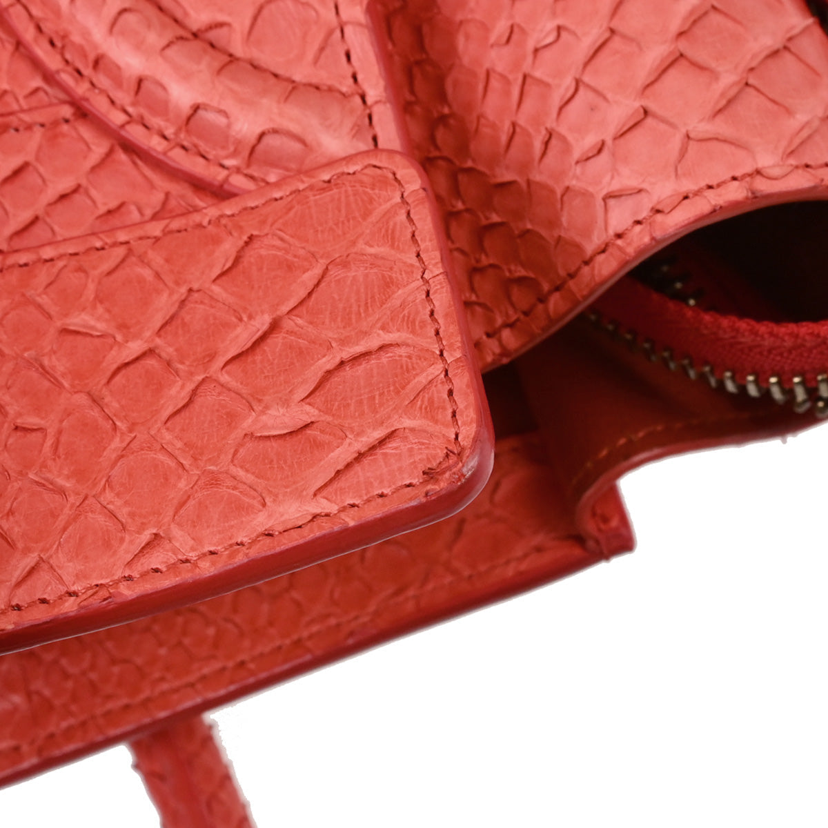 Celine * Red Python Luggage Micro Tote Handbag