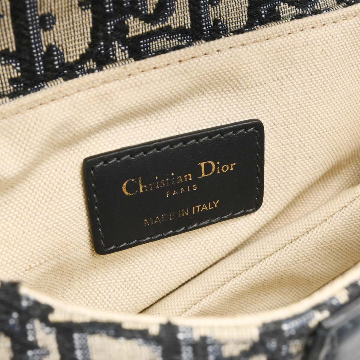Christian Dior Navy Beige Trotter Oblique Saddle Handbag