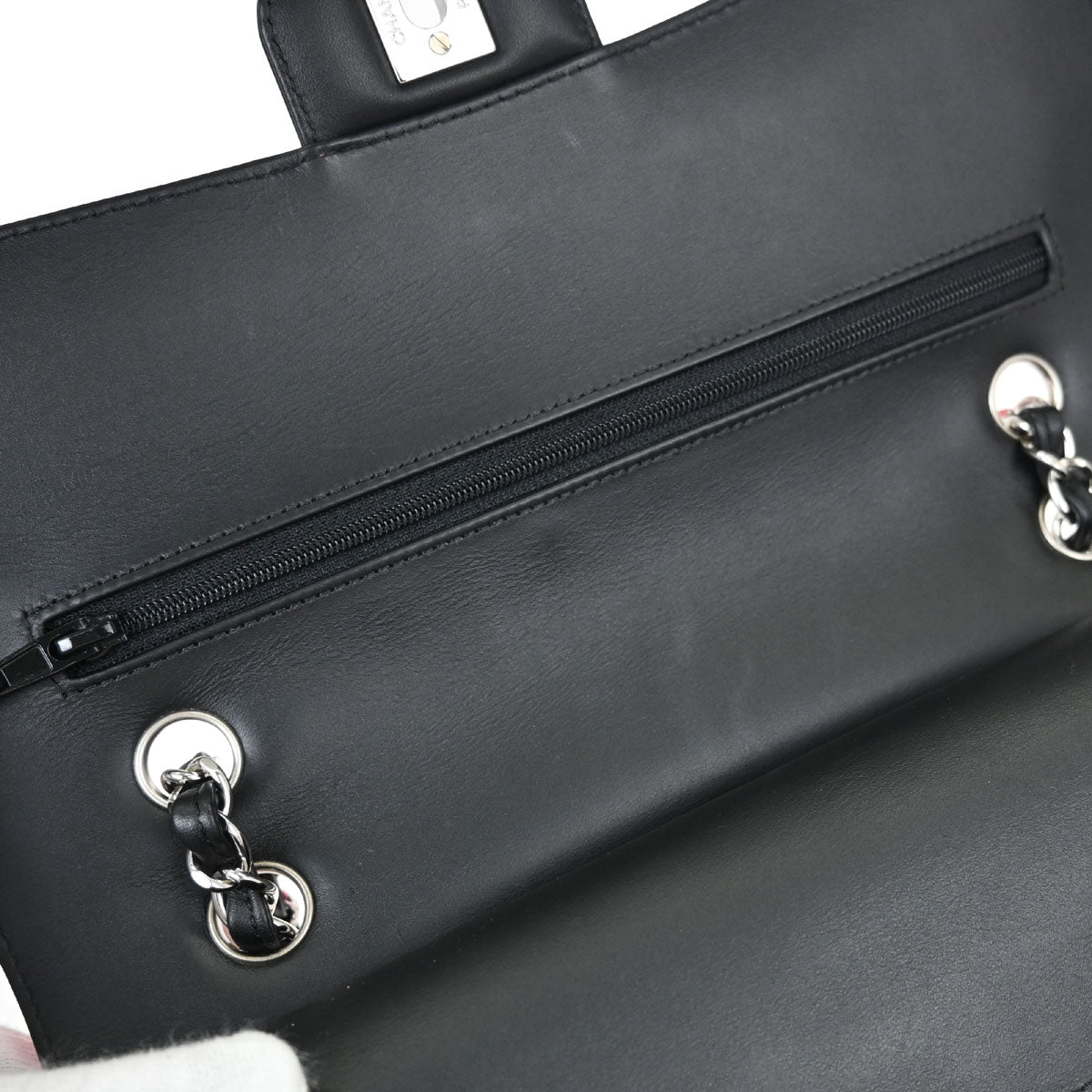 Chanel Black Pink Patent Leather Medium Classic Double Flap Shoulder Bag