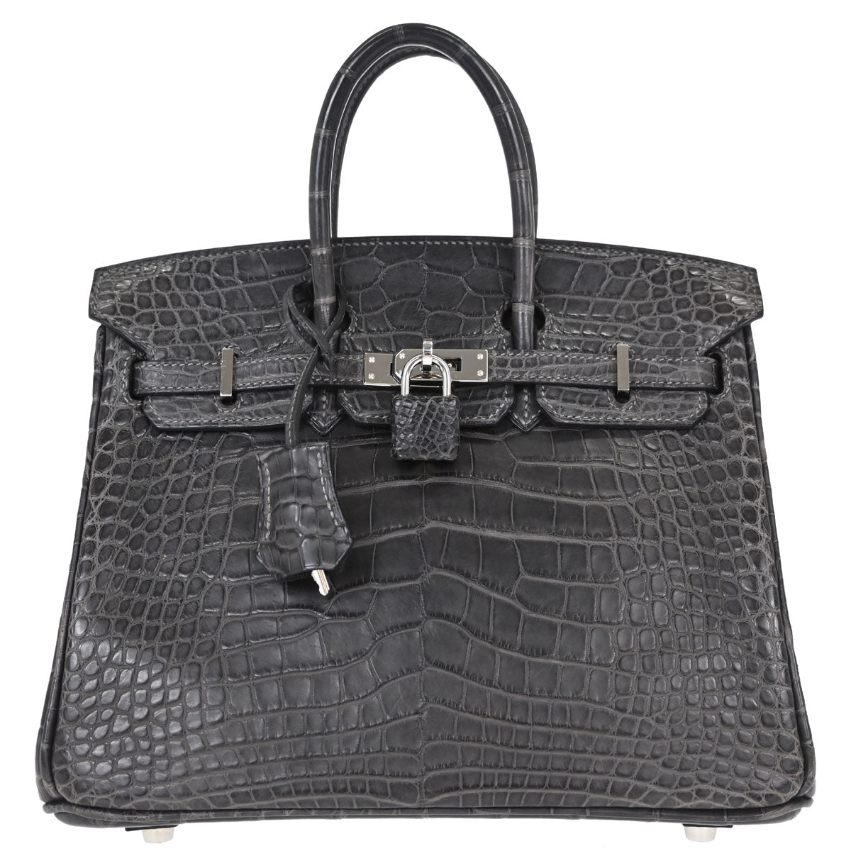 Hermes * Graphite Matt Alligator Birkin 25 Handbag