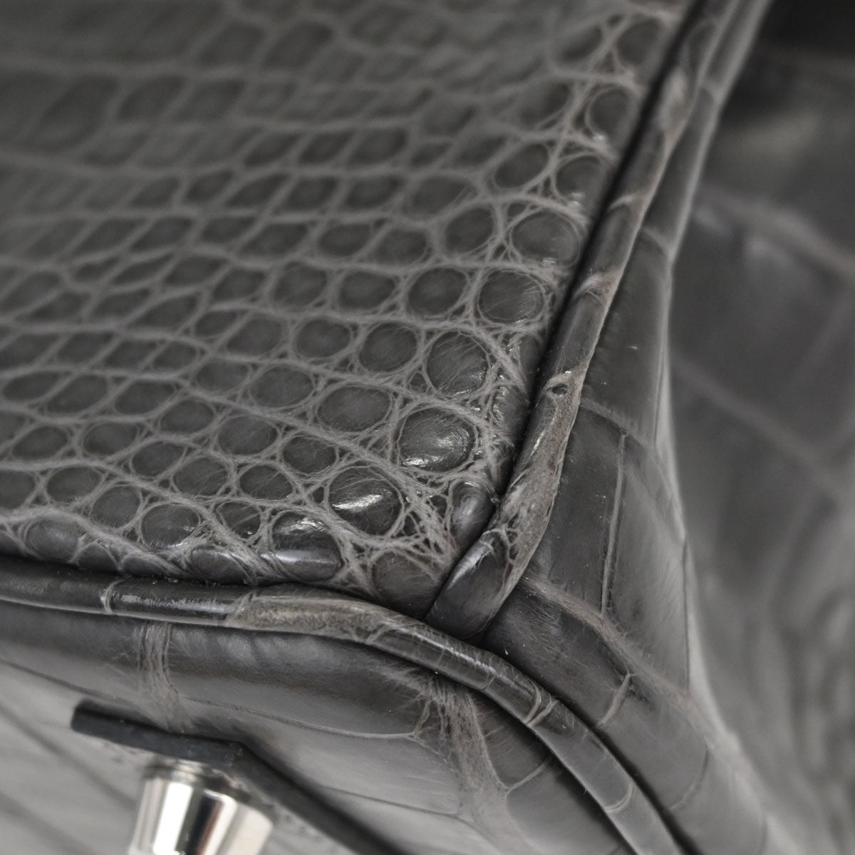 Hermes * Graphite Matt Alligator Birkin 25 Handbag