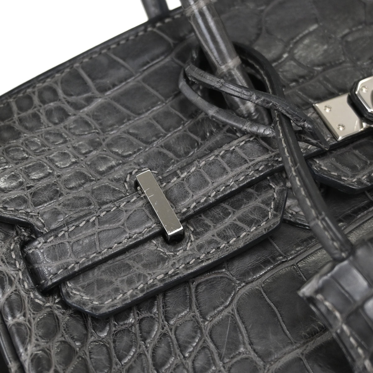 Hermes * Graphite Matt Alligator Birkin 25 Handbag