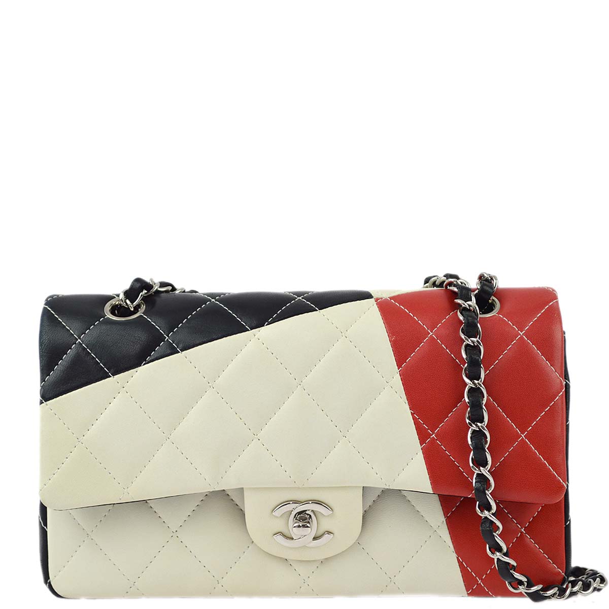 Chanel 2013-2014 White Lambskin Medium Classic Double Flap Shoulder Bag