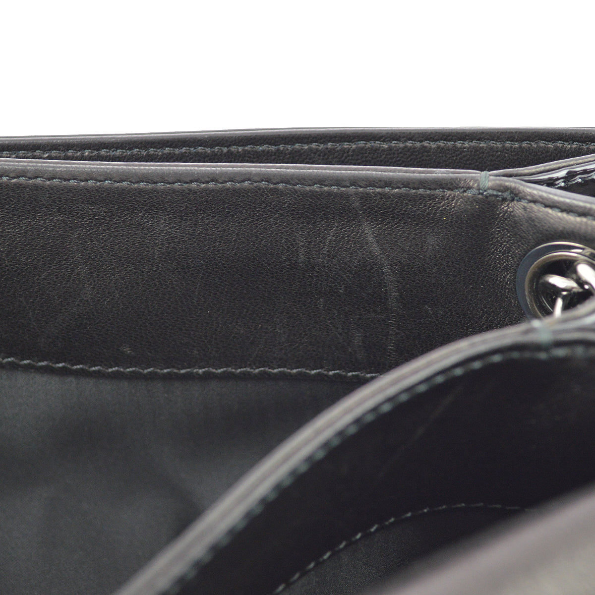 Chanel 2010-2011 Black Patent Leather Camelia Double Chain Shoulder Bag