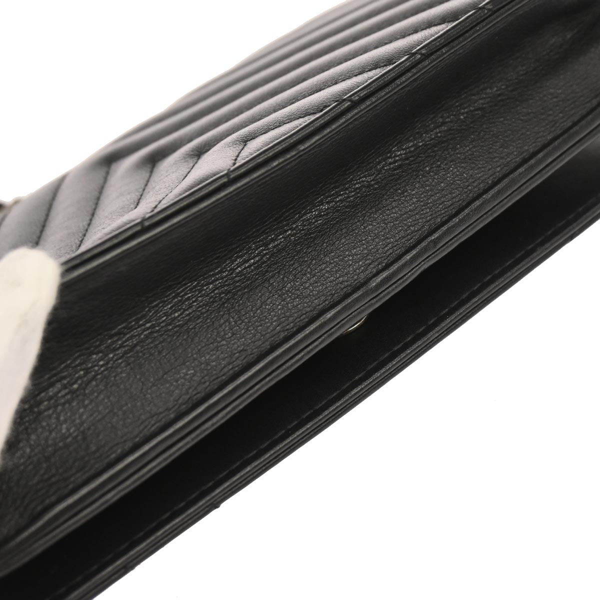Chanel 2019 Black Lambskin Chevron Tassel WOC Wallet on Chain Shoulder Bag