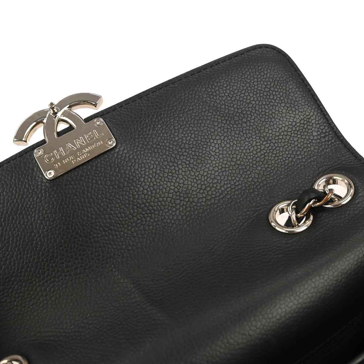 Chanel 2017-2018 Black Caviar Skin Box Flap Bag Shoulder Bag