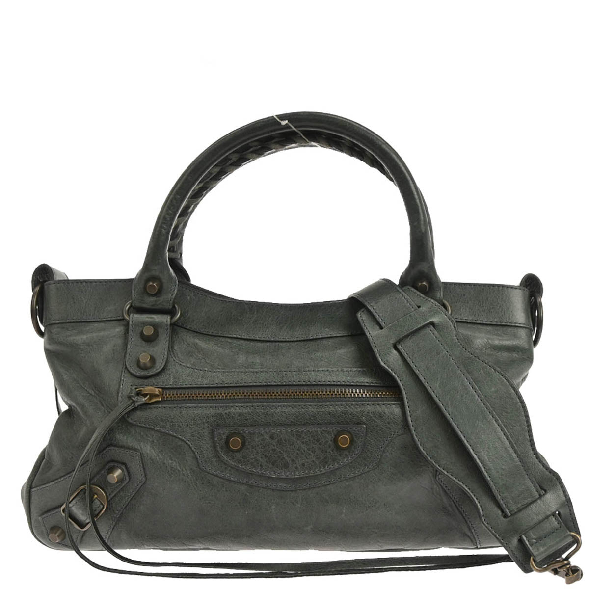 Balenciaga Dark Green Lambkin The First 2way Shoulder Handbag