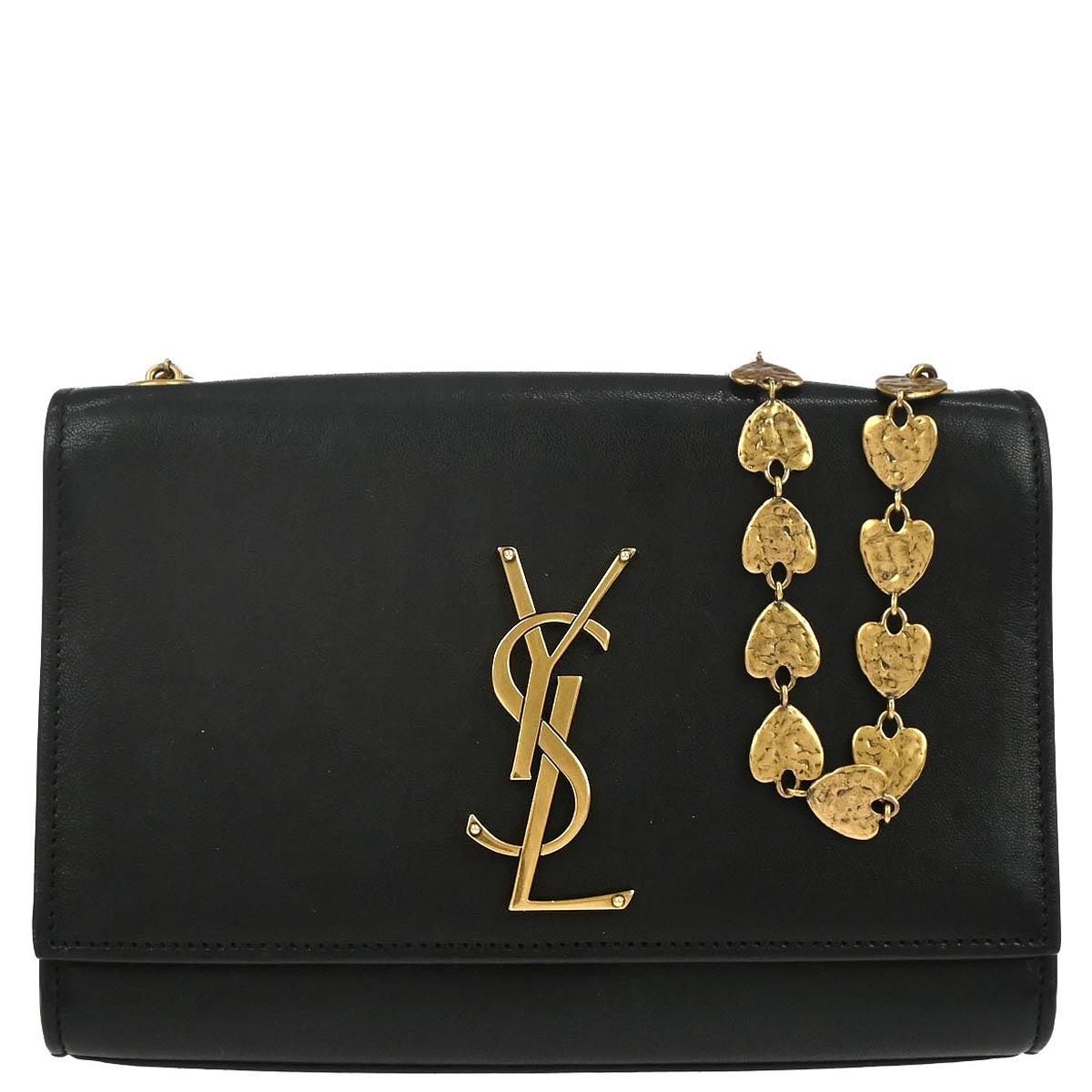 Saint Laurent Black Kate Heart Chain Shoulder Bag