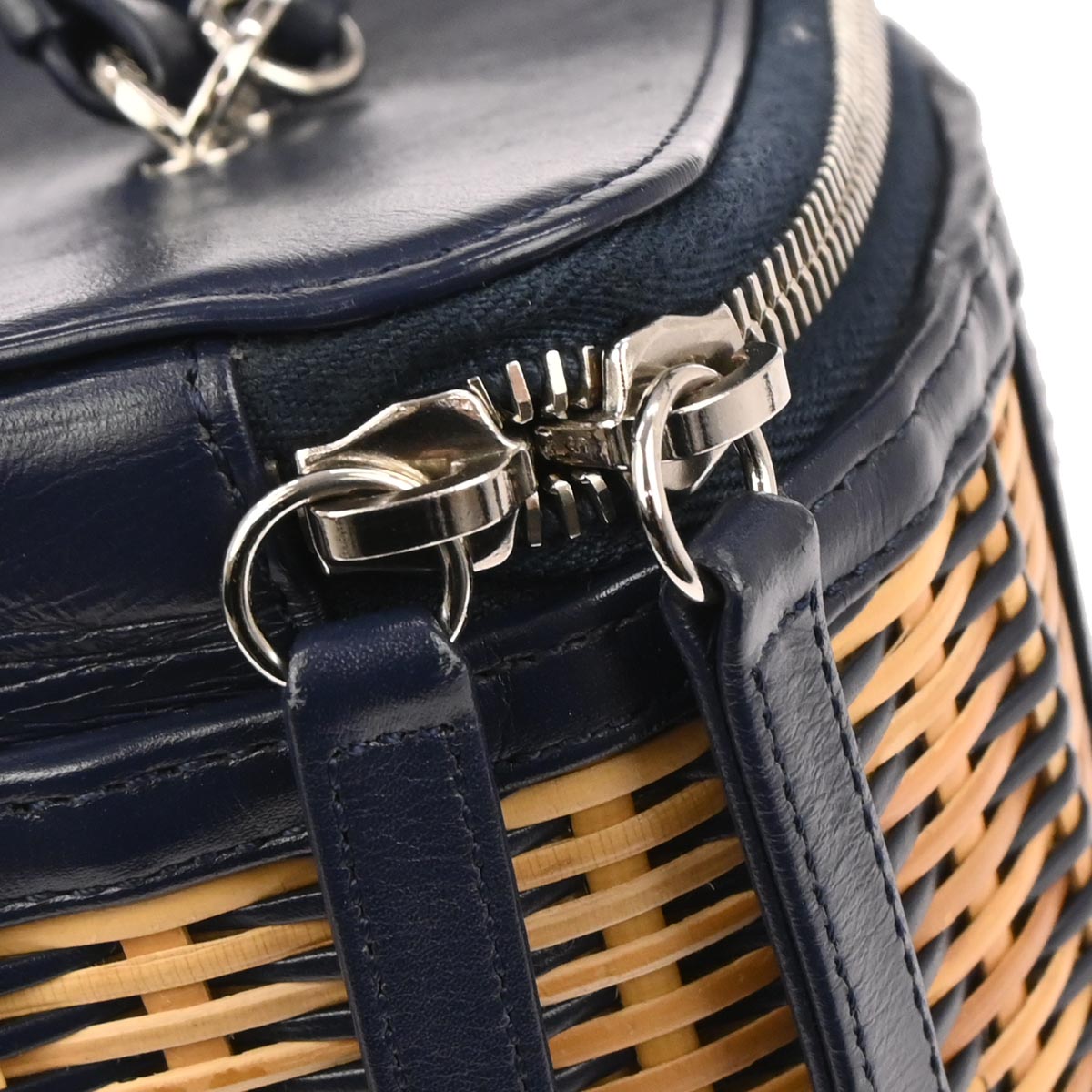 Chanel 2019 Navy Rattan Calfskin Take Away Vanity Case 2way Handbag