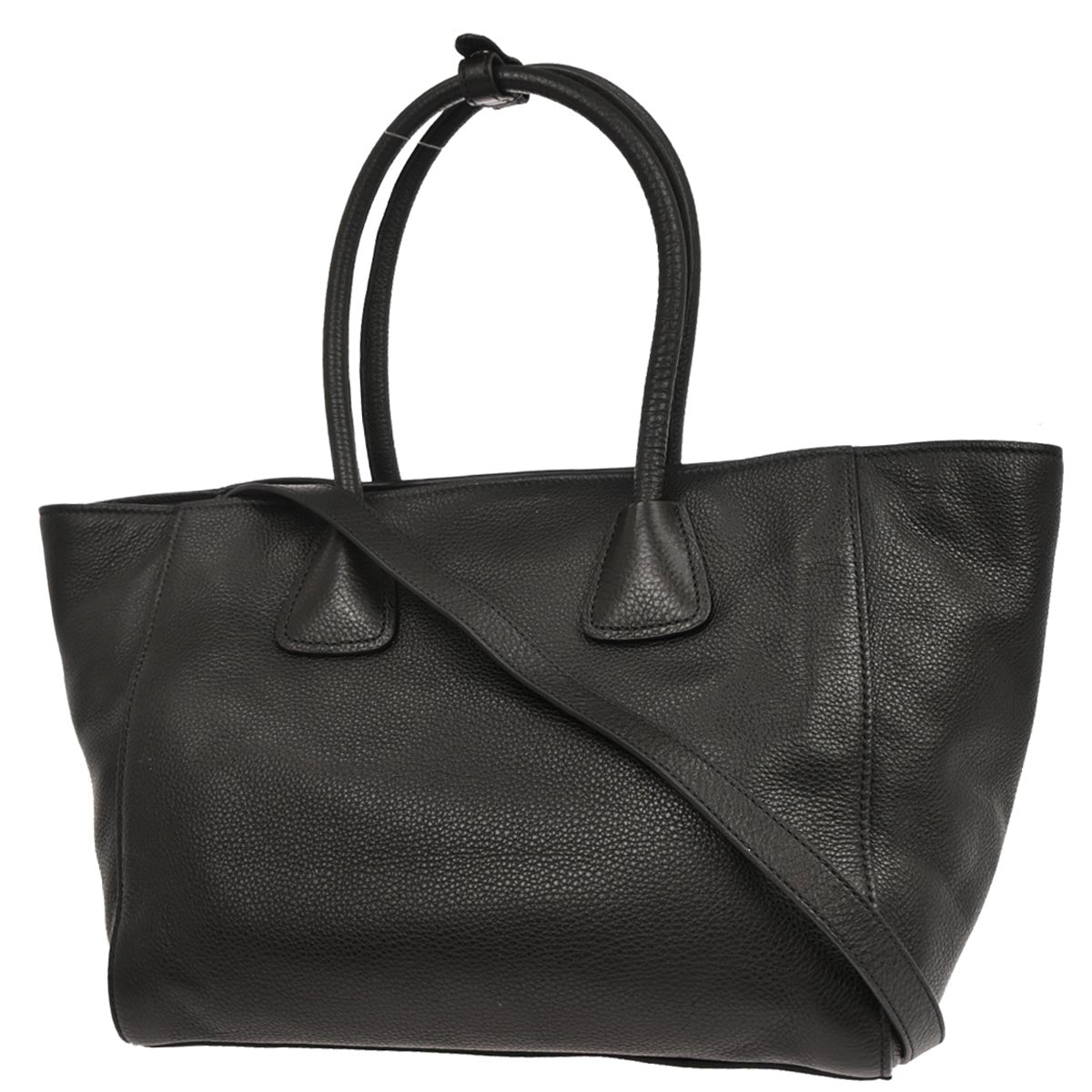 Prada Black Leather 2way Shoulder Tote Handbag