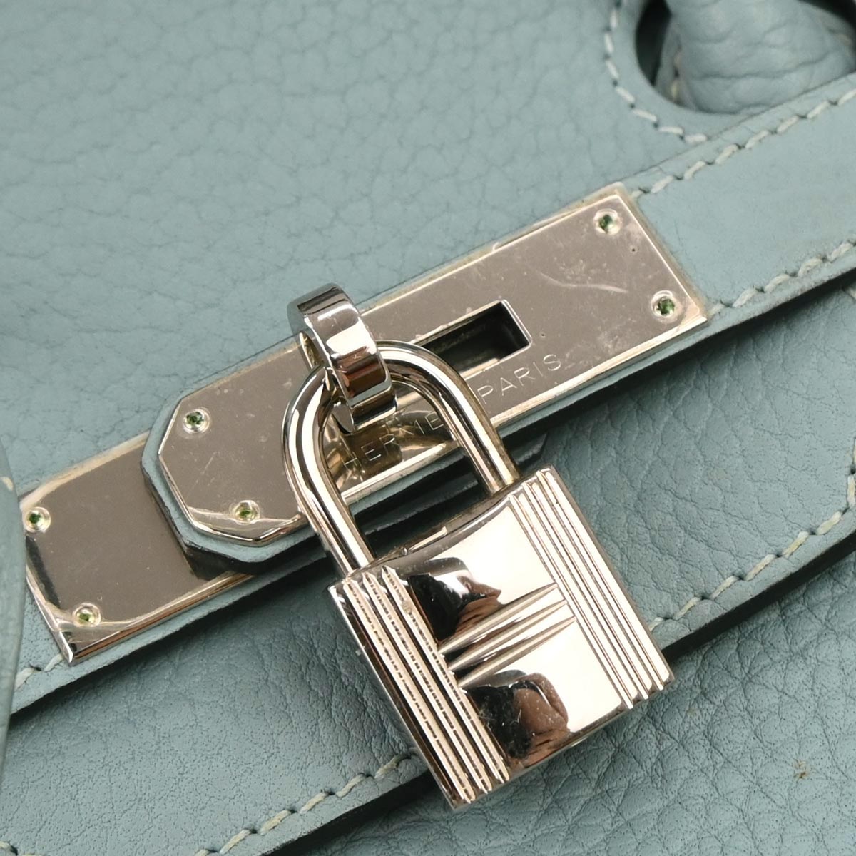 Hermes Ciel Taurillon Clemence Birkin 35 Handbag