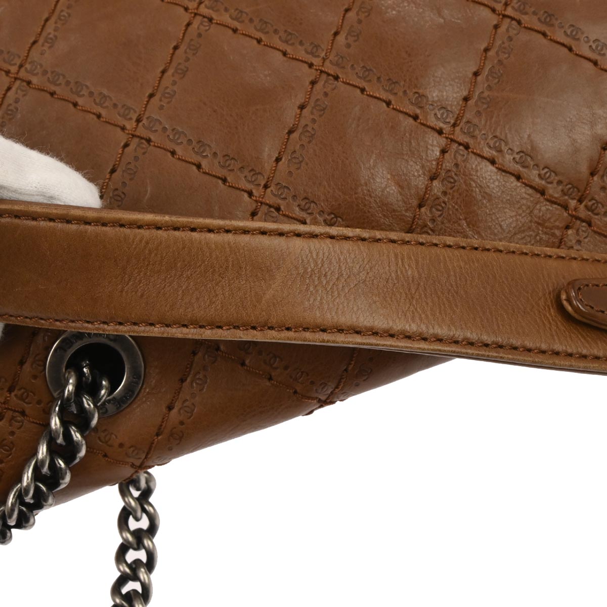 Chanel 2012 Brown Calfskin Mademoiselle Lock Chain Shoulder Bag