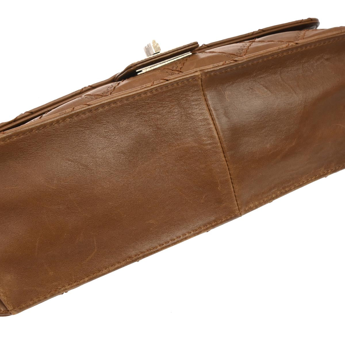 Chanel 2012 Brown Calfskin Mademoiselle Lock Chain Shoulder Bag