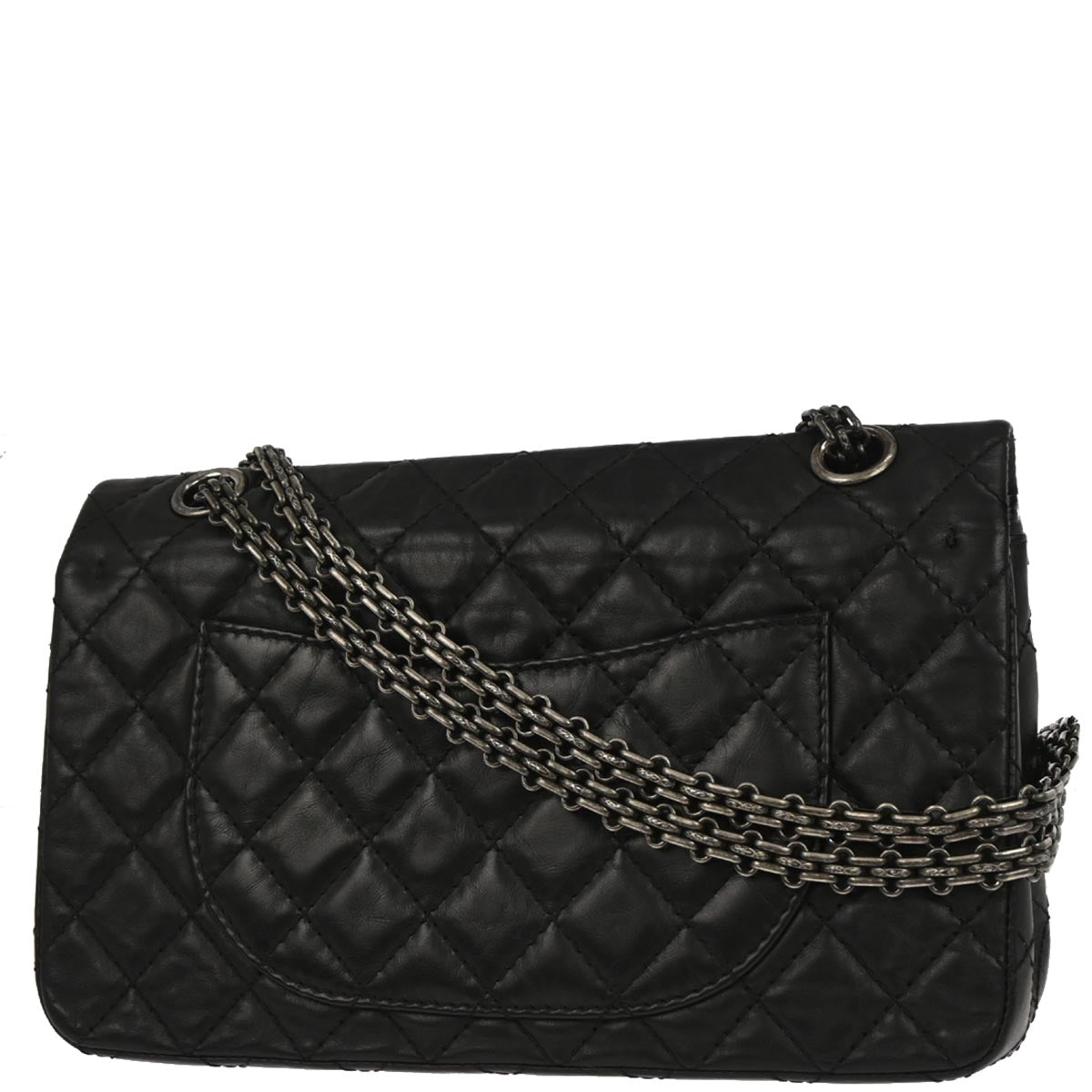 Chanel Black Calfskin Icon 2.55 Medium Classic Double Flap Shoulder Bag