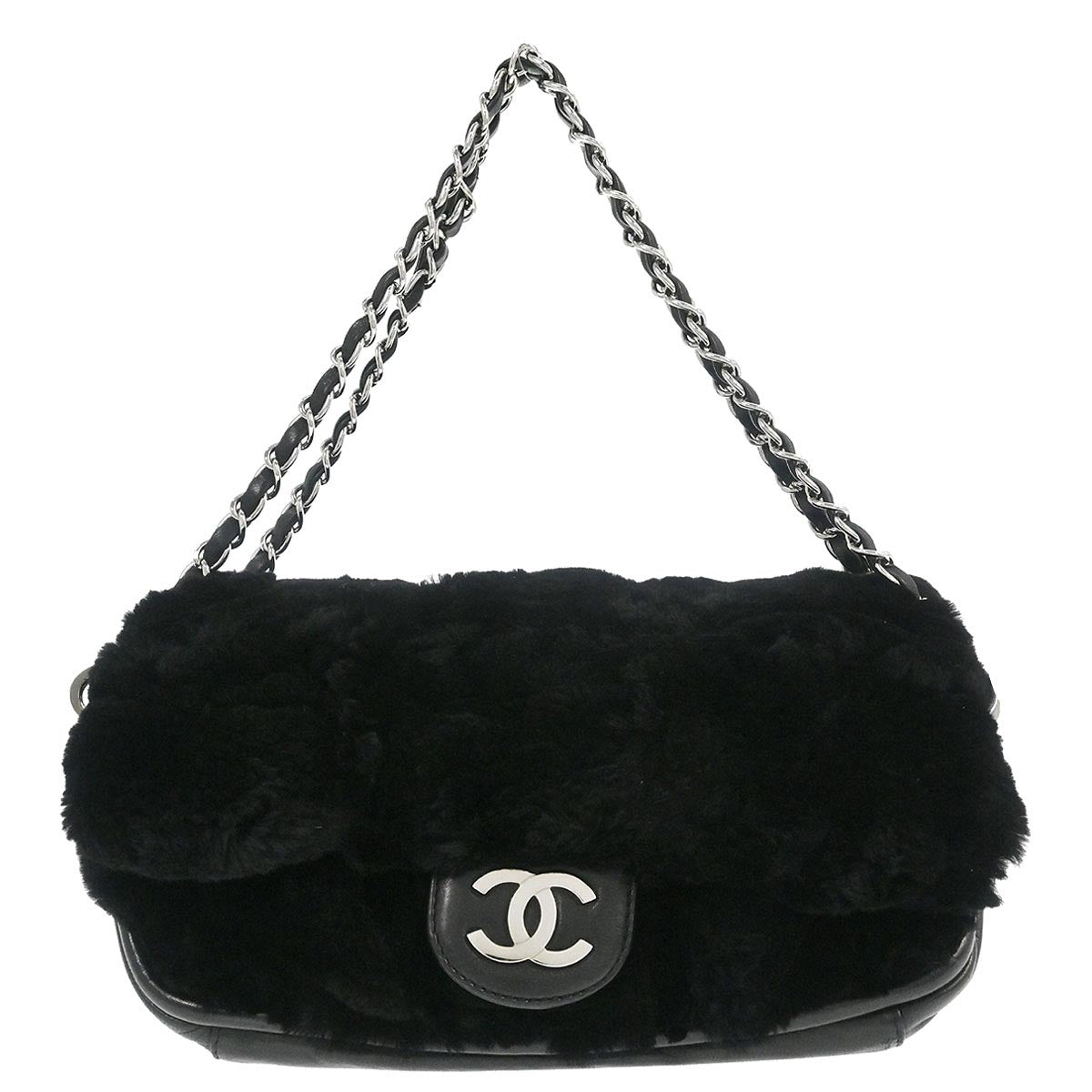 Chanel Black Lapin Fur Handbag